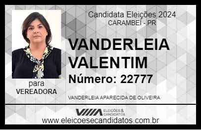 Candidato VANDERLEIA VALENTIM 2024 - CARAMBEÍ - Eleições