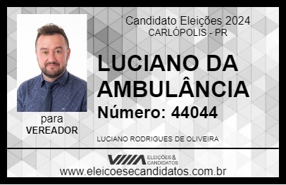 Candidato LUCIANO DA AMBULÂNCIA 2024 - CARLÓPOLIS - Eleições