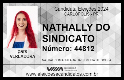 Candidato NATHALLY DO SINDICATO 2024 - CARLÓPOLIS - Eleições