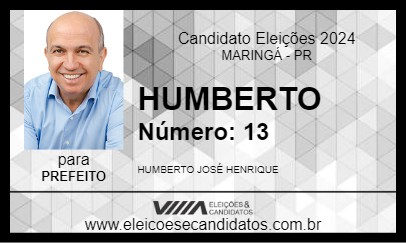 Candidato HUMBERTO HENRIQUE 2024 - MARINGÁ - Eleições