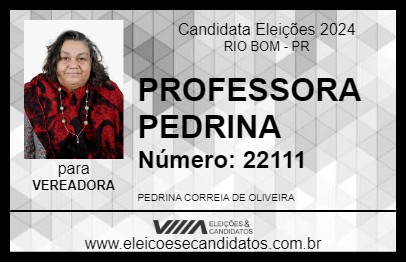 Candidato PROFESSORA PEDRINA 2024 - RIO BOM - Eleições