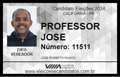 Candidato PROFESSOR JOSE 2024 - CALIFÓRNIA - Eleições