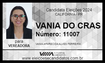 Candidato VANIA DO CRAS 2024 - CALIFÓRNIA - Eleições