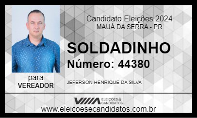 Candidato SOLDADINHO 2024 - MAUÁ DA SERRA - Eleições