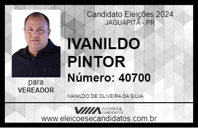 Candidato IVANILDO PINTOR 2024 - JAGUAPITÃ - Eleições