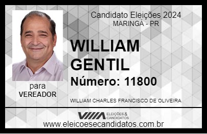 Candidato WILLIAM GENTIL 2024 - MARINGÁ - Eleições