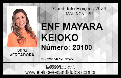 Candidato ENF. MAYARA KEIKO 2024 - MARINGÁ - Eleições