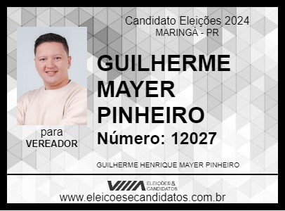 Candidato GUILHERME MAYER PINHEIRO 2024 - MARINGÁ - Eleições