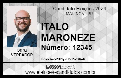 Candidato ITALO MARONEZE 2024 - MARINGÁ - Eleições