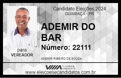 Candidato ADEMIR DO BAR 2024 - GUAIRAÇÁ - Eleições