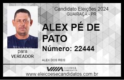 Candidato ALEX PÉ DE PATO 2024 - GUAIRAÇÁ - Eleições