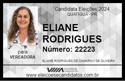 Candidato ELIANE RODRIGUES 2024 - QUATIGUÁ - Eleições