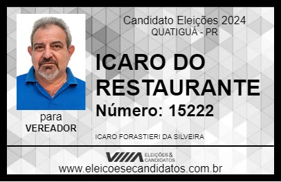 Candidato ICARO DO RESTAURANTE 2024 - QUATIGUÁ - Eleições