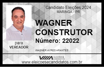 Candidato WAGNER CONSTRUTOR 2024 - MARINGÁ - Eleições