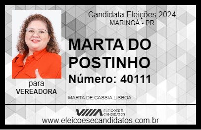 Candidato MARTA DO POSTINHO 2024 - MARINGÁ - Eleições