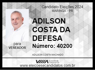 Candidato ADILSON COSTA DA DEFESA 2024 - MARINGÁ - Eleições