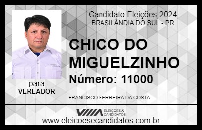 Candidato CHICO DO MIGUELZINHO 2024 - BRASILÂNDIA DO SUL - Eleições