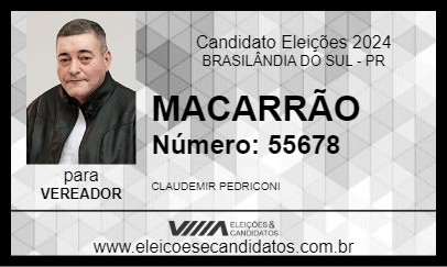 Candidato MACARRÃO 2024 - BRASILÂNDIA DO SUL - Eleições