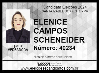 Candidato ELENICE SCHENEIDER 2024 - SANTA IZABEL DO OESTE - Eleições