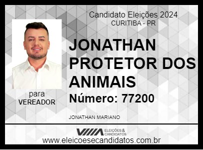 Candidato JONATHAN PROTETOR DOS ANIMAIS 2024 - CURITIBA - Eleições