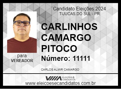 Candidato CARLINHOS CAMARGO PITOCO 2024 - TIJUCAS DO SUL - Eleições