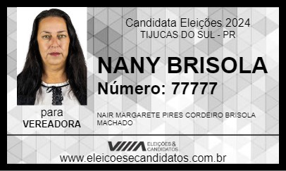 Candidato NANY BRISOLA 2024 - TIJUCAS DO SUL - Eleições