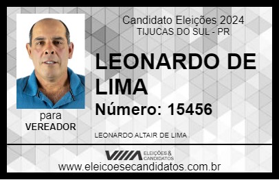 Candidato LEONARDO DE LIMA 2024 - TIJUCAS DO SUL - Eleições