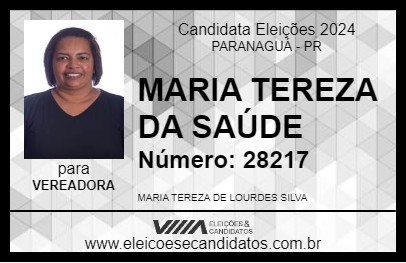 Candidato MARIA TEREZA DA SAÚDE 2024 - PARANAGUÁ - Eleições