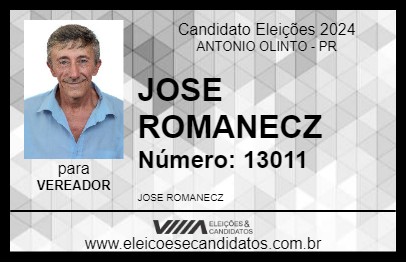 Candidato JOSE ROMANECZ 2024 - ANTONIO OLINTO - Eleições