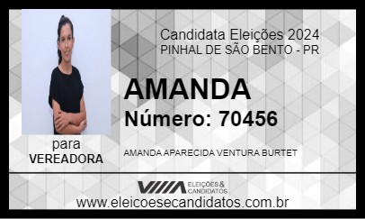 Candidato AMANDA 2024 - PINHAL DE SÃO BENTO - Eleições