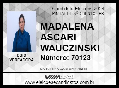 Candidato MADALENA ASCARI WAUCZINSKI 2024 - PINHAL DE SÃO BENTO - Eleições