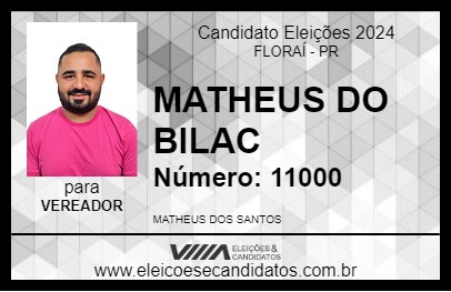 Candidato MATHEUS DO BILAC 2024 - FLORAÍ - Eleições