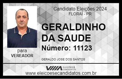 Candidato GERALDINHO DA SAUDE 2024 - FLORAÍ - Eleições