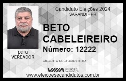 Candidato BETO CABELEIREIRO 2024 - SARANDI - Eleições