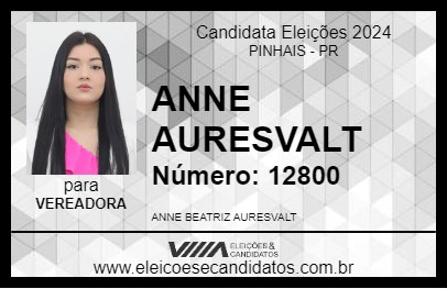 Candidato ANNE AURESVALT 2024 - PINHAIS - Eleições