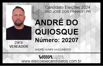 Candidato ANDRÉ DO QUIOSQUE 2024 - SÃO JOSÉ DOS PINHAIS - Eleições