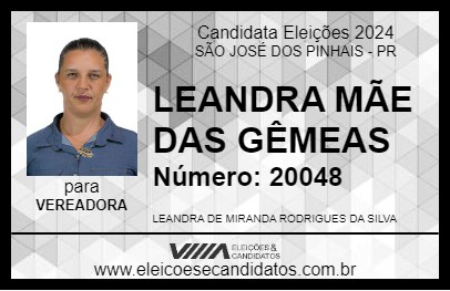 Candidato LEANDRA MÃE DAS GÊMEAS 2024 - SÃO JOSÉ DOS PINHAIS - Eleições