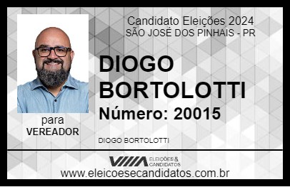 Candidato DIOGO BORTOLOTTI 2024 - SÃO JOSÉ DOS PINHAIS - Eleições