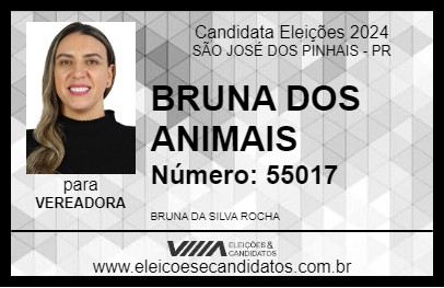 Candidato BRUNA DOS ANIMAIS 2024 - SÃO JOSÉ DOS PINHAIS - Eleições