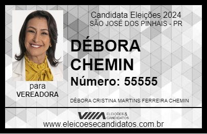 Candidato DÉBORA CHEMIN 2024 - SÃO JOSÉ DOS PINHAIS - Eleições