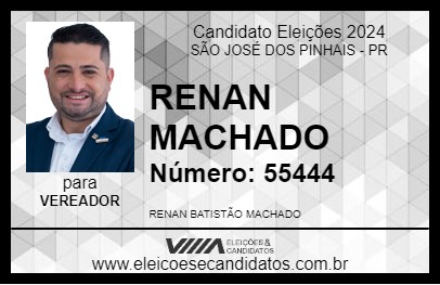 Candidato RENAN MACHADO 2024 - SÃO JOSÉ DOS PINHAIS - Eleições