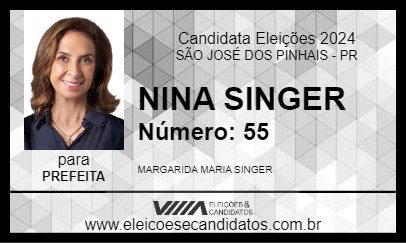 Candidato NINA SINGER 2024 - SÃO JOSÉ DOS PINHAIS - Eleições