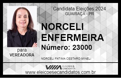 Candidato NORCELI ENFERMEIRA 2024 - GUAIRAÇÁ - Eleições