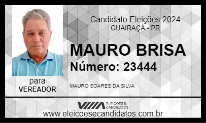 Candidato MAURO BRISA 2024 - GUAIRAÇÁ - Eleições