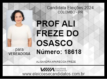 Candidato PROF ALI FREZE DO OSASCO 2024 - COLOMBO - Eleições