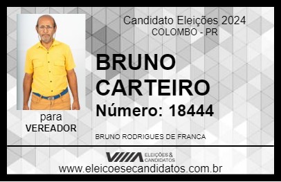 Candidato BRUNO CARTEIRO 2024 - COLOMBO - Eleições