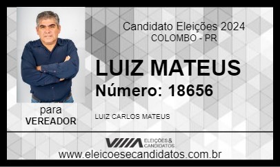 Candidato LUIZ MATEUS 2024 - COLOMBO - Eleições