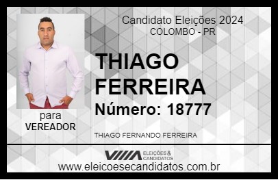 Candidato THIAGO FERREIRA 2024 - COLOMBO - Eleições