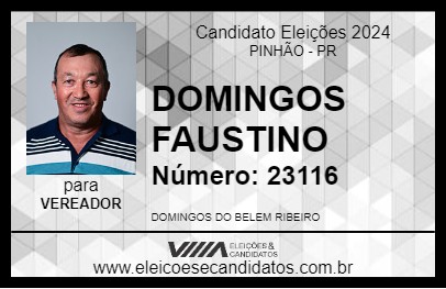 Candidato DOMINGOS FAUSTINO 2024 - PINHÃO - Eleições