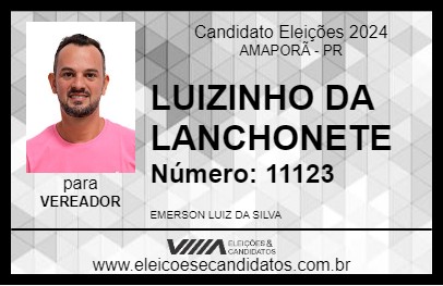 Candidato LUIZINHO DA LANCHONETE 2024 - AMAPORÃ - Eleições